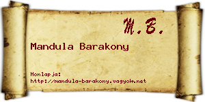 Mandula Barakony névjegykártya